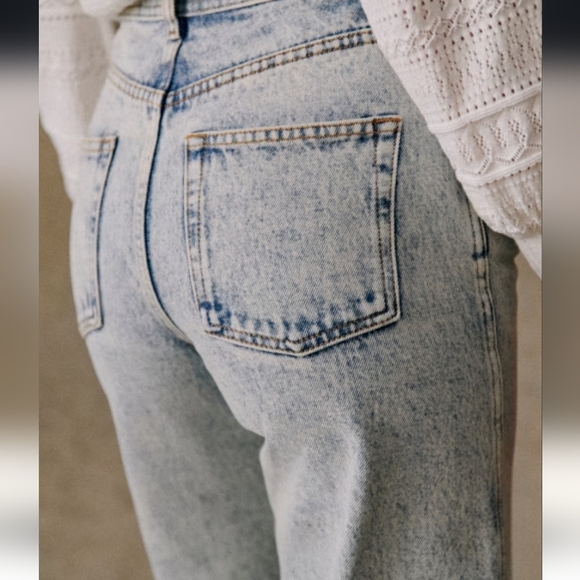 Sézane Le Crop Blue Edge Jeans | French Girl Style I VGUC, size 36 4US - Picture 3 of 13